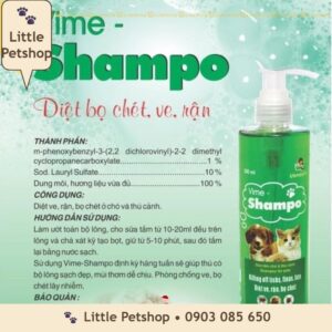 Sữa tắm Vime chó mèo diệt ve, rận, bọ chét-chai Trong xanh lá