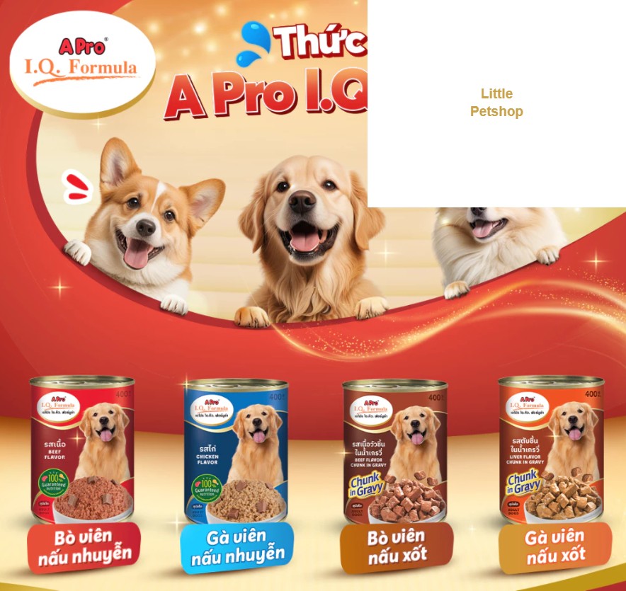pate chó A Pro I.Q. 400g * Thùng 24 lon Bò nhuyễn/ gà nhuyễn/ bò sốt/ gà sốt